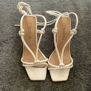 White strappy heels